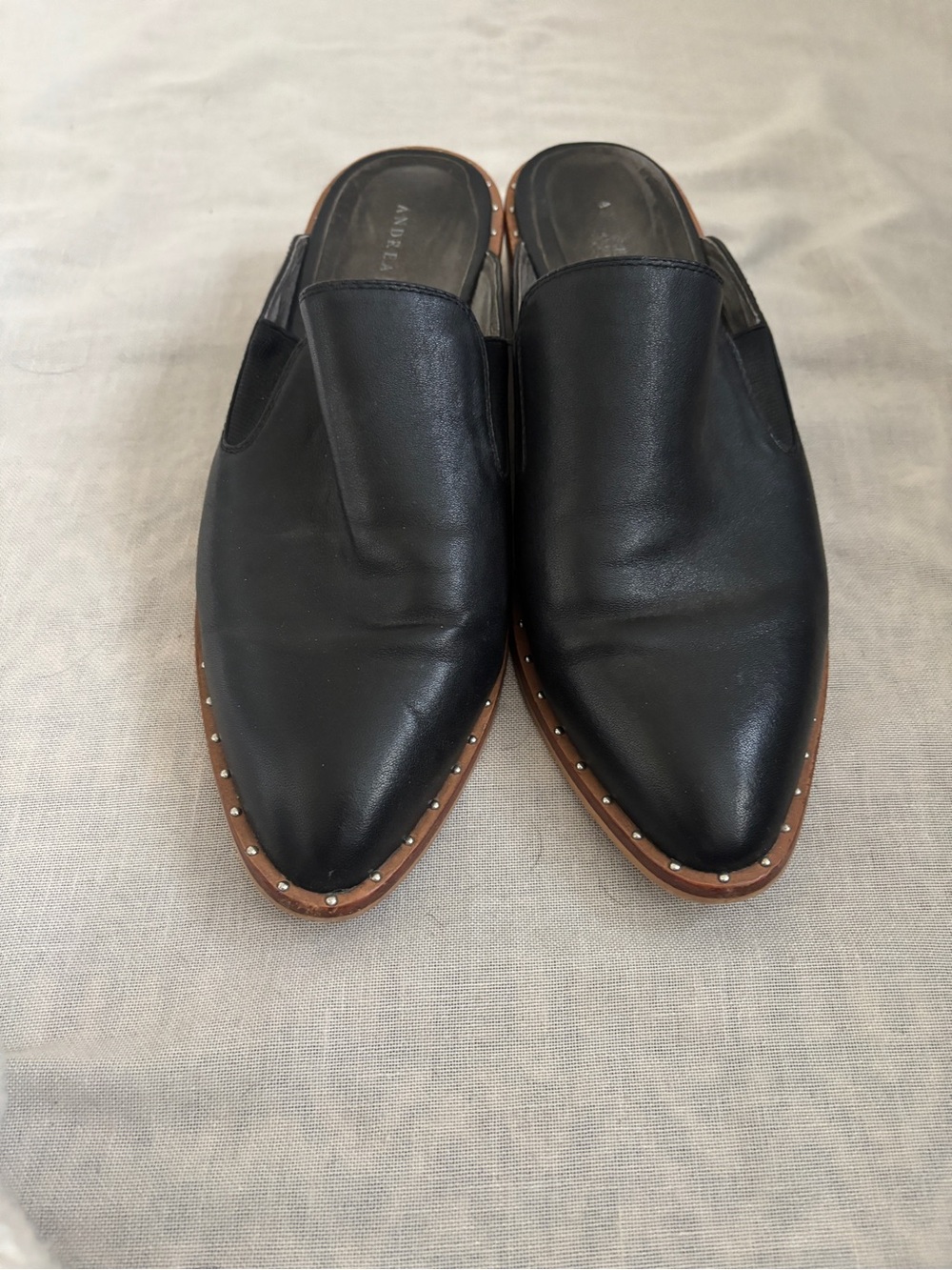 Andrea Biani Leather Studded Mules — Size 41